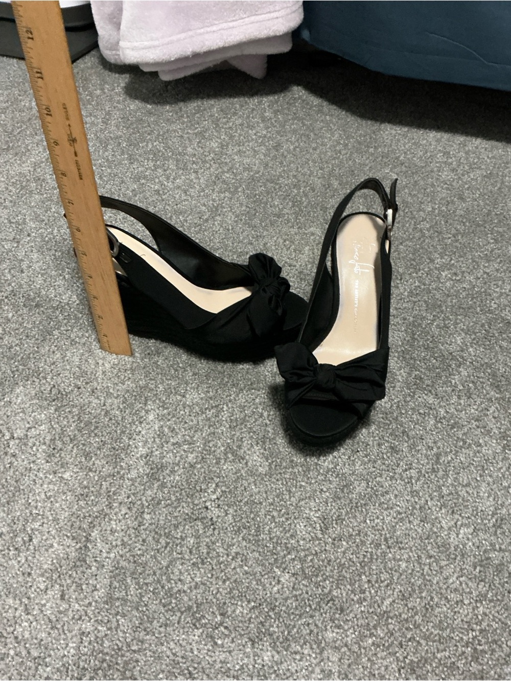 NWT Franco Sarto Black Knot Wedge Slingbacks - Picture 5 of 6